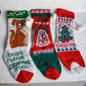 Festive Dog Christmas Stocking - Green and White